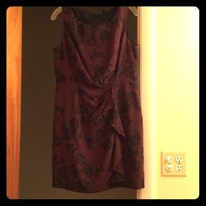 Maroon/black floral knee-length dress. Never worn.